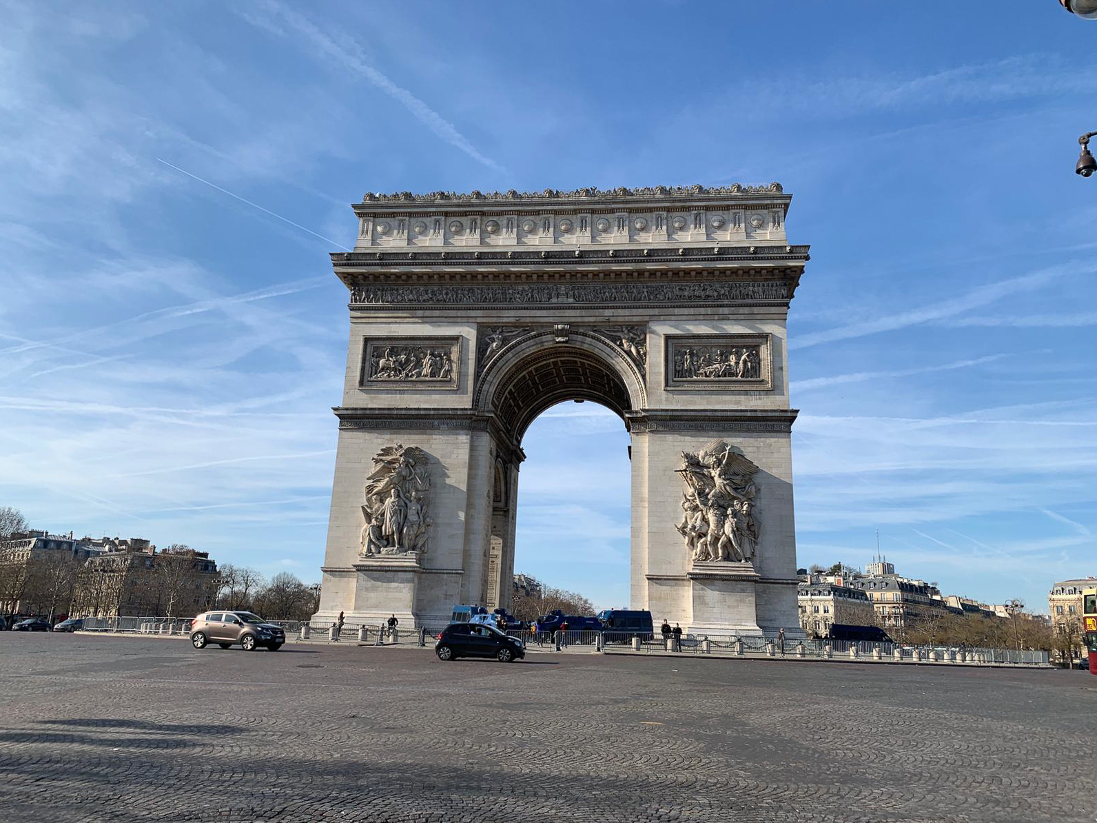 Arc de Triomphe in Paris on the Champs Elysées Avenue