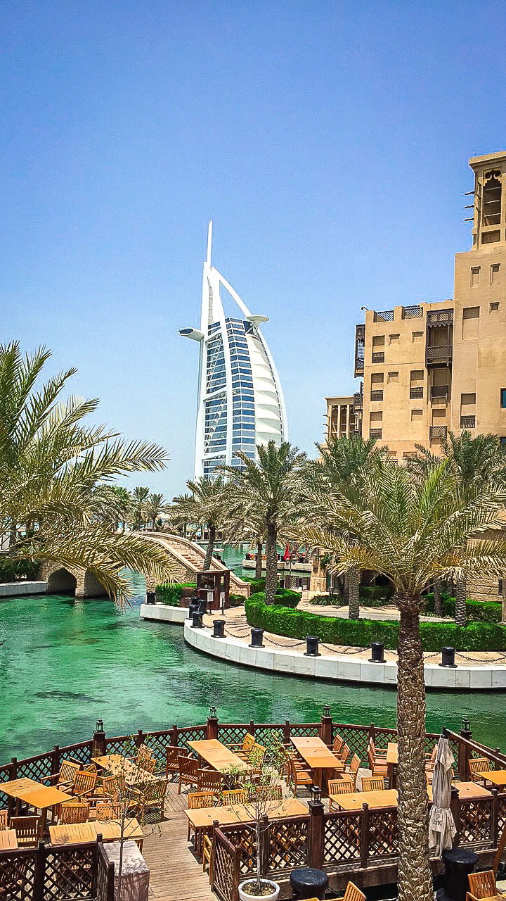 Burj Al Arab hotel from the souk in Dubai