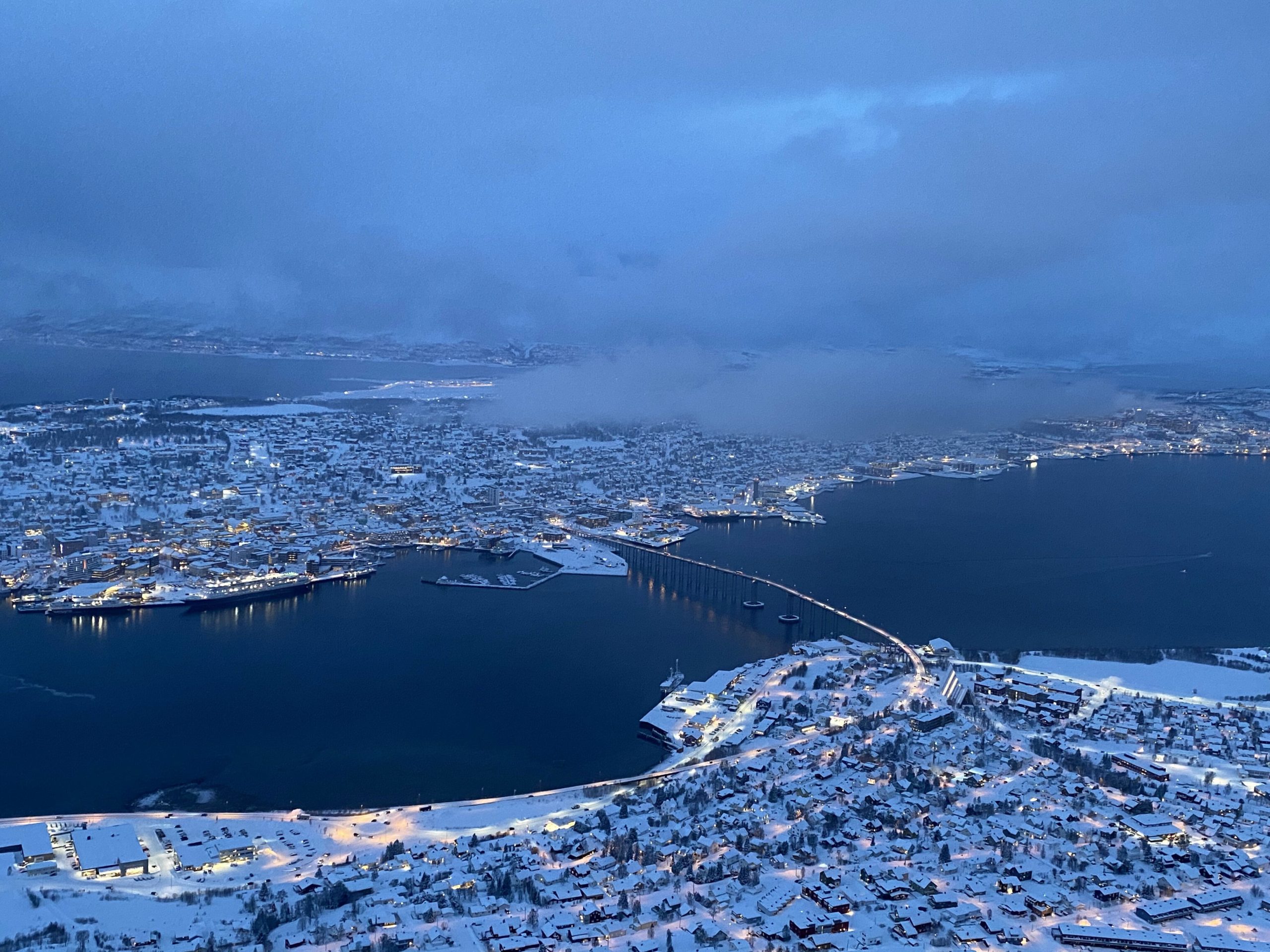 View over Tromsø from the top of the cable car
