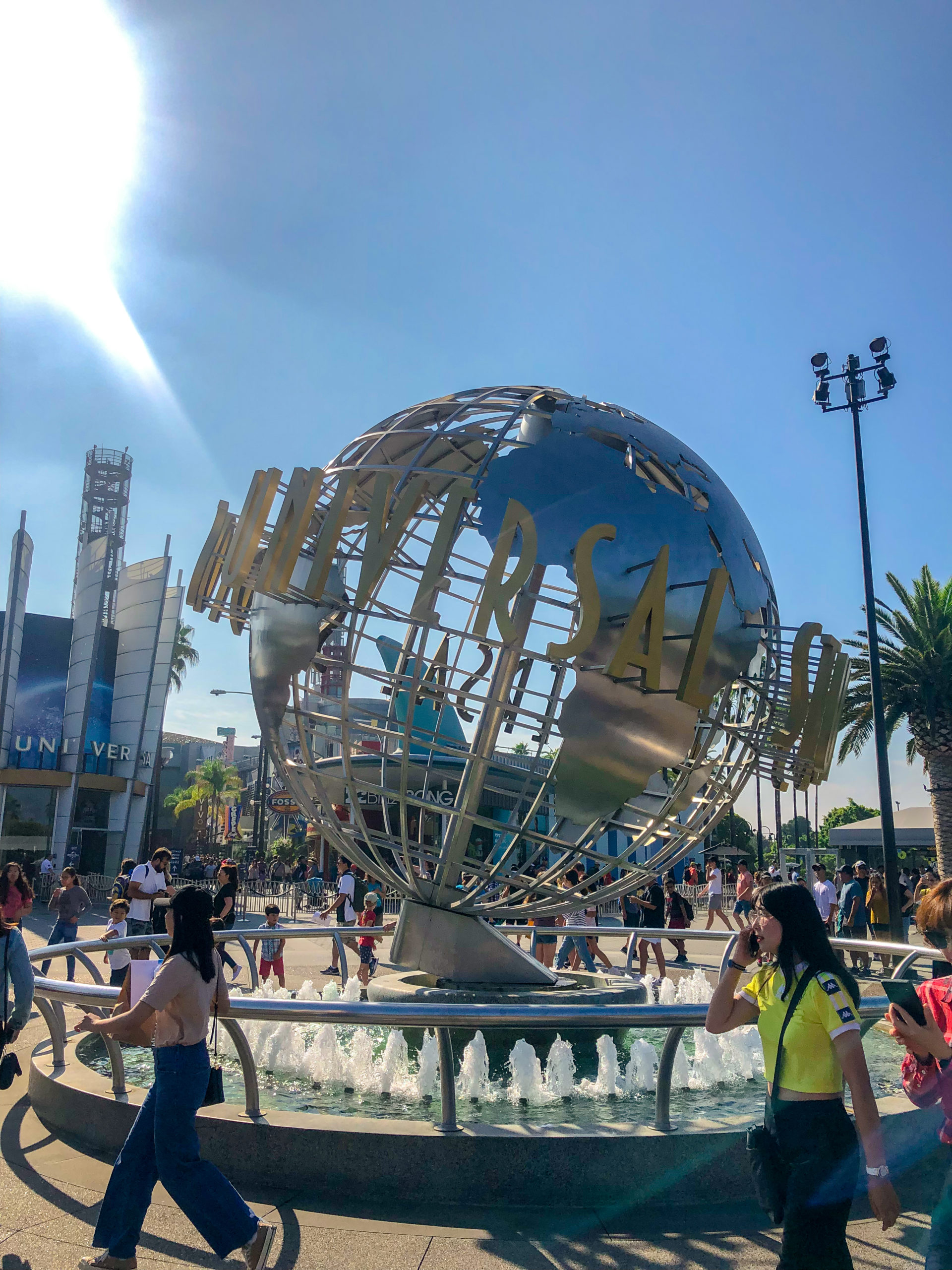Universal logo in front of Universal Studios in Los Angeles