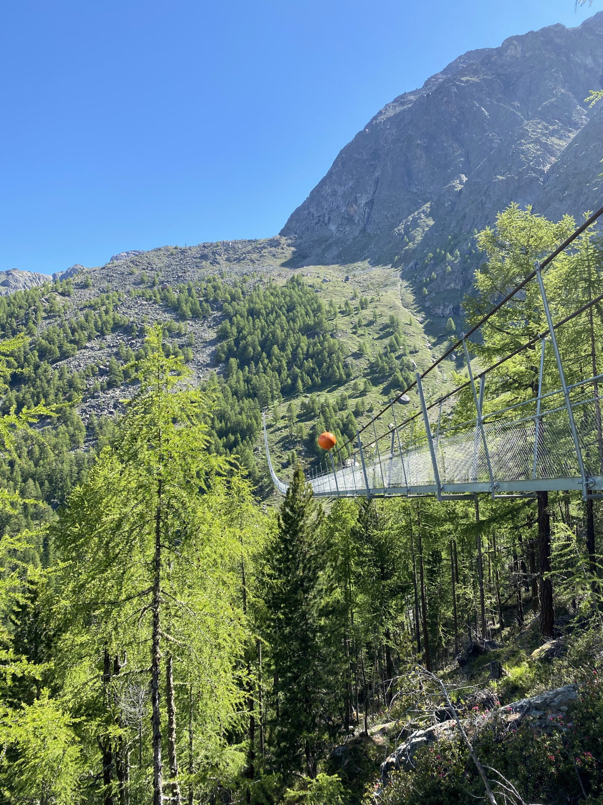 Suspension bridge in Randa in Switzerland