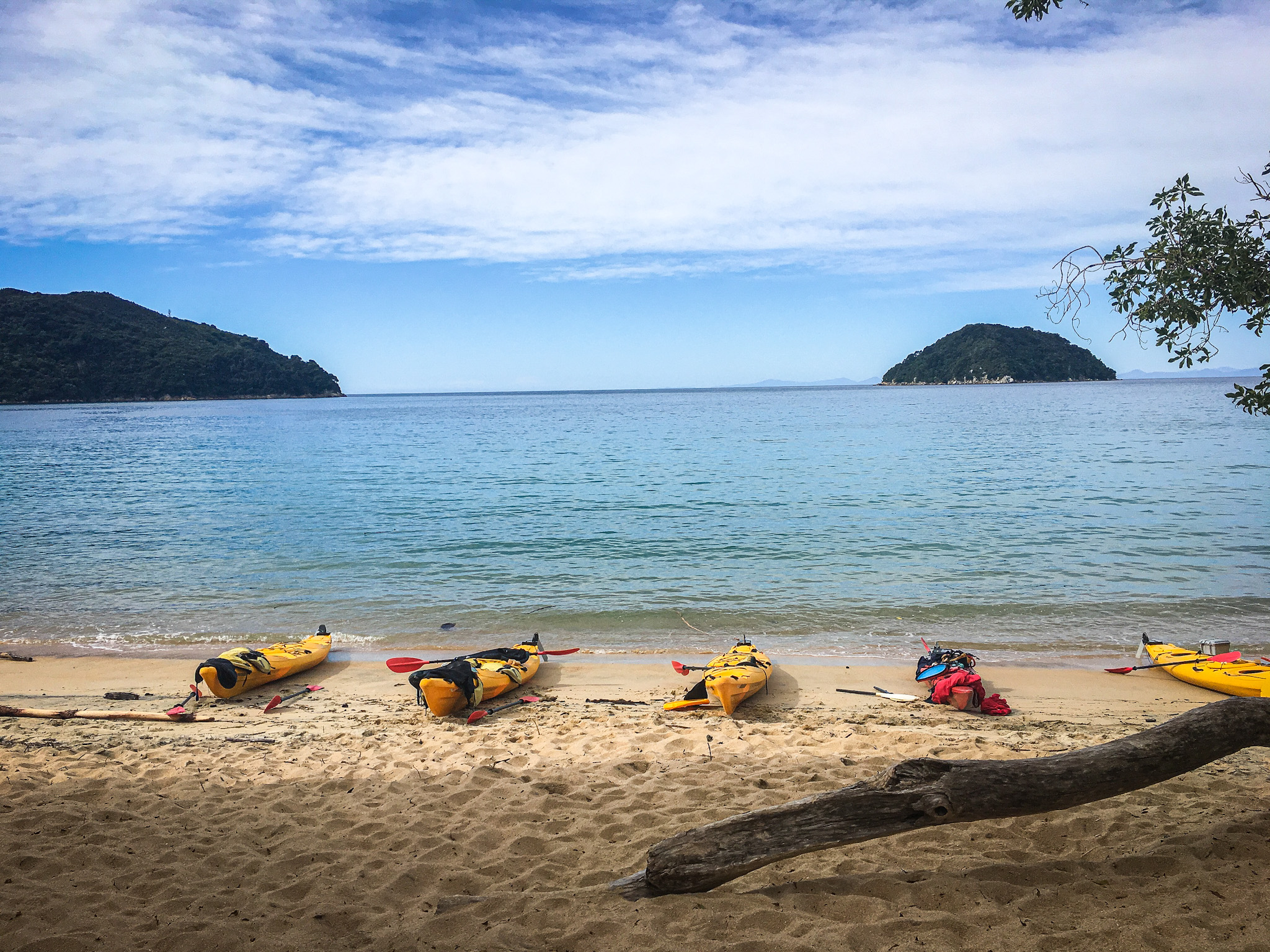 Kayaks in Abel Tasman National Park in New Zealand