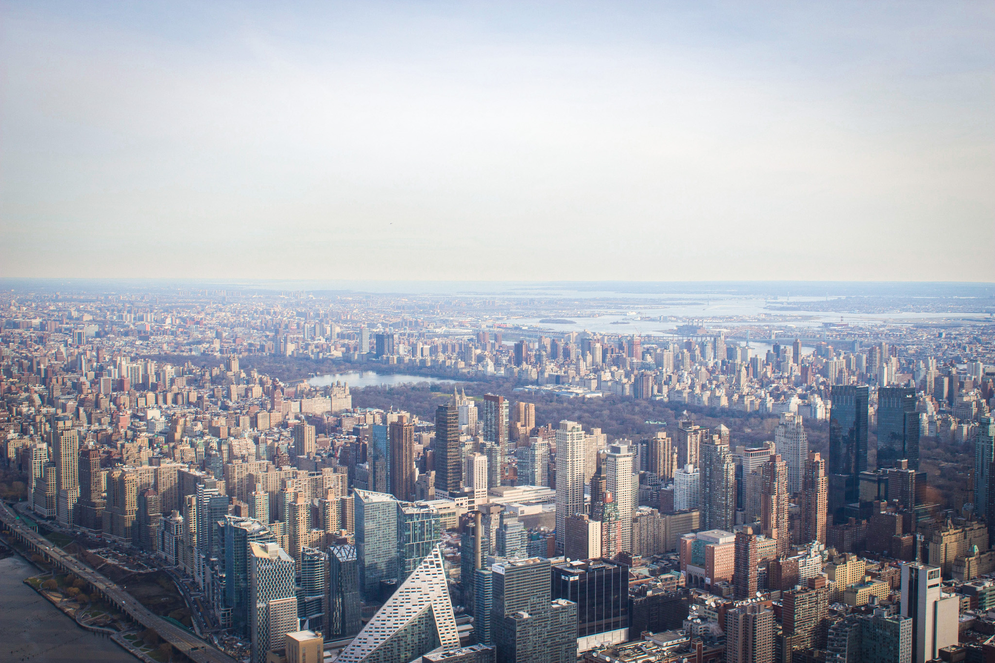 View over New York and Central Park from a helicopter