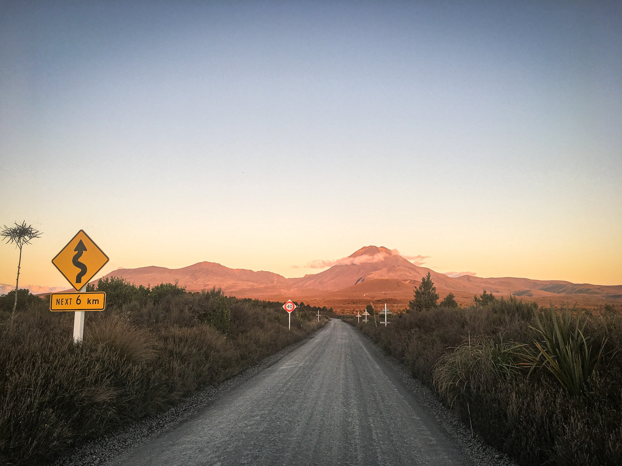 Road in New Zealand at sunset 