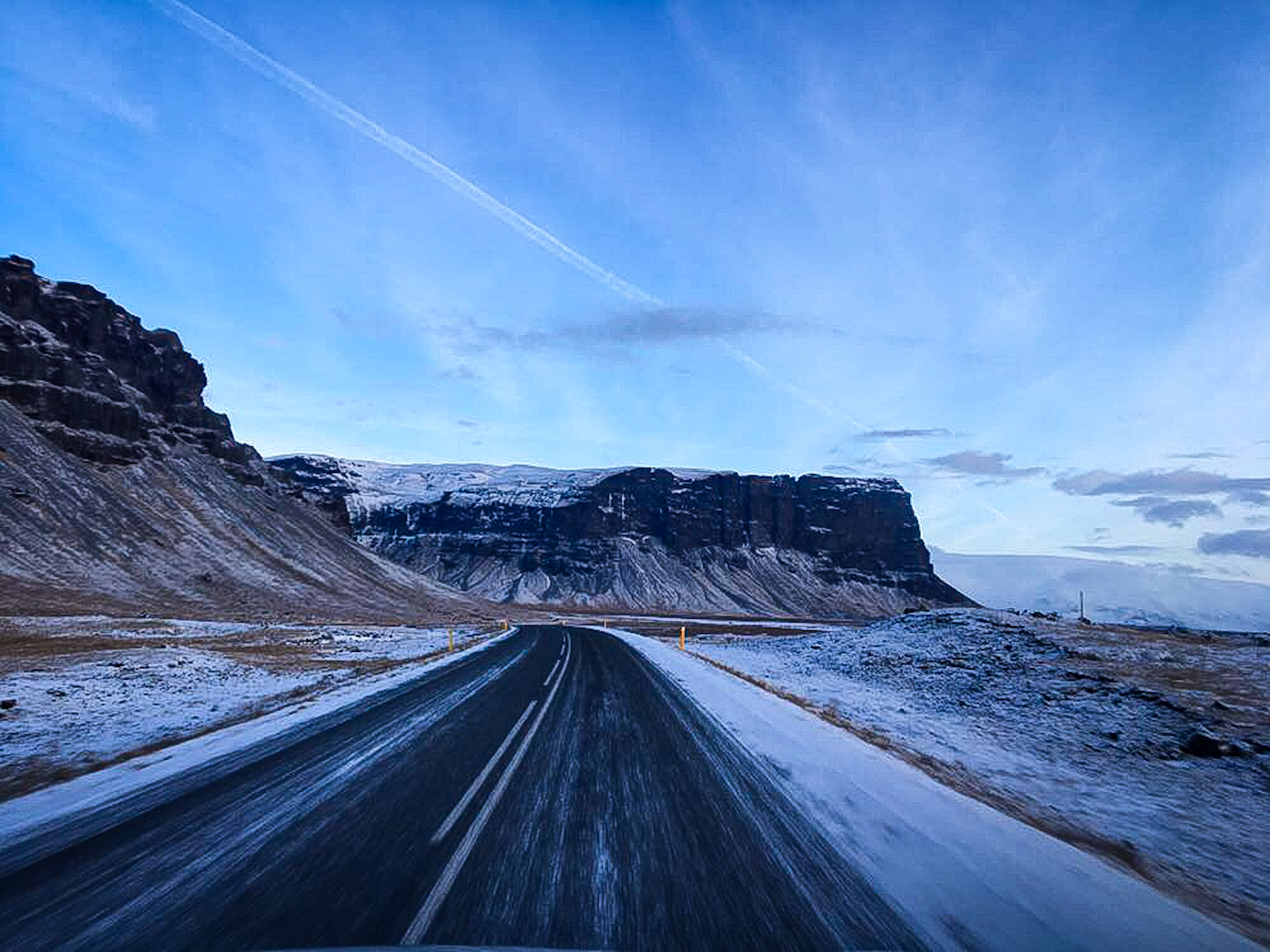 Icelandic road in a snowy day