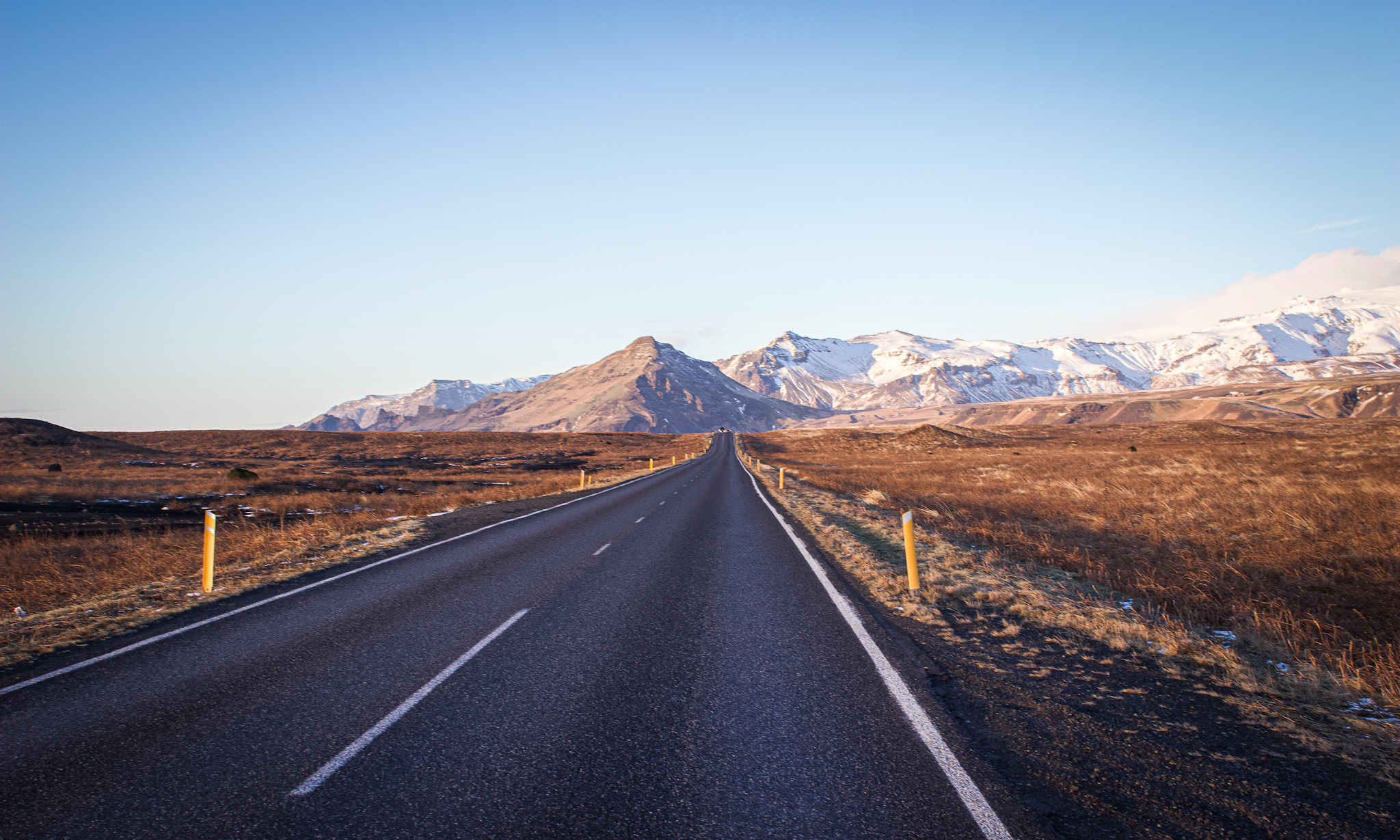 Icelandic road in a sunny day